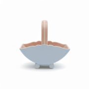 Vintage pink and blue ceramic basket vase