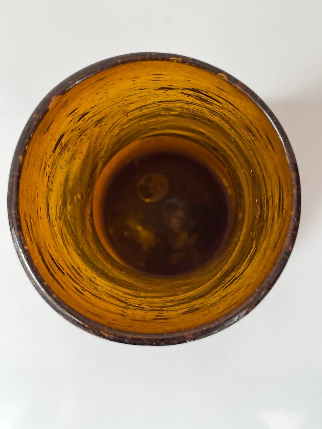 Vintage amber blown glass artisanal vase