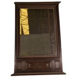 Large mirror in solid oak and beveled glass by André Le Picard 1950