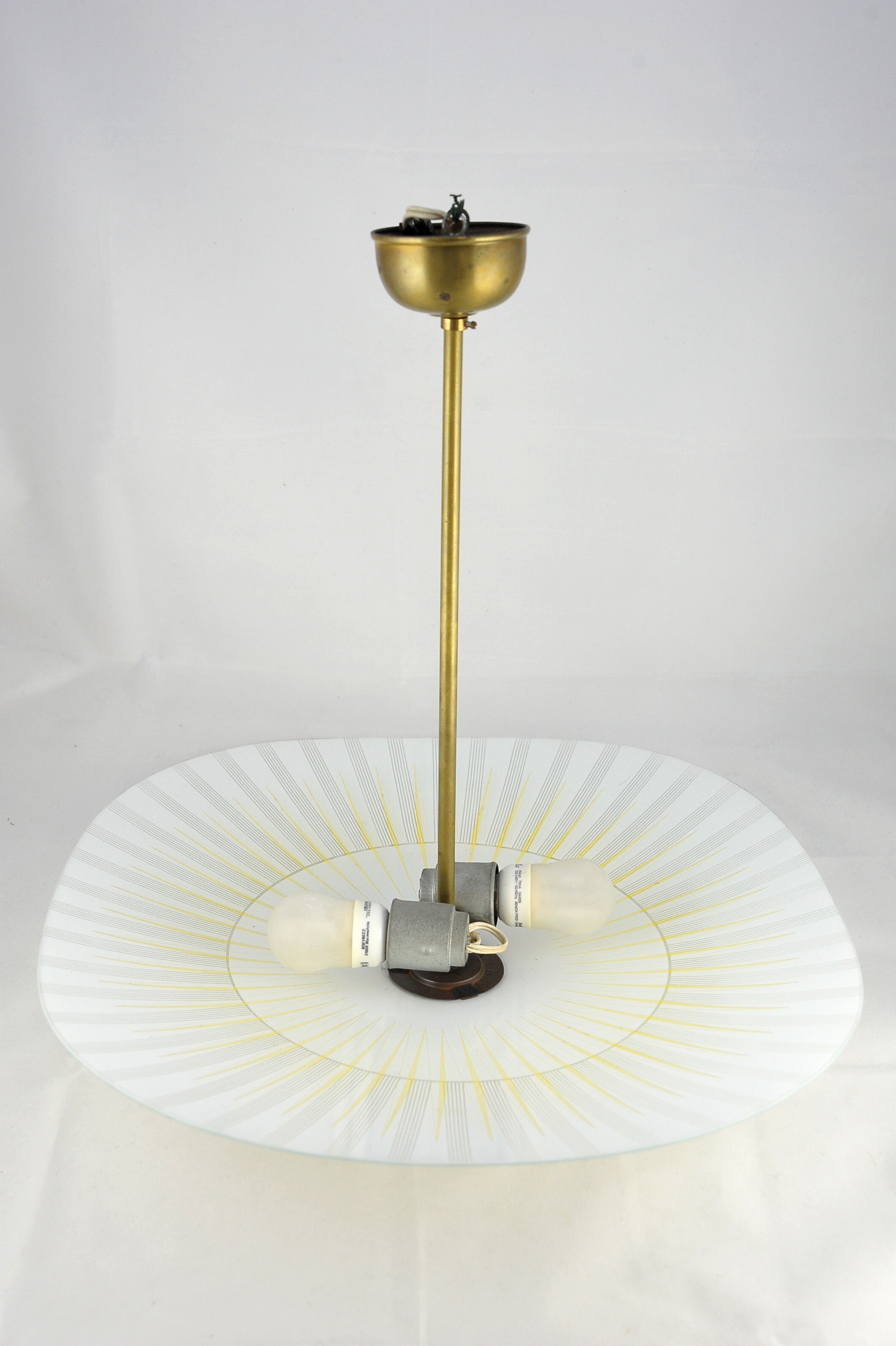 Hanging lamp glass and brass  60s vintage