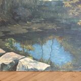 19th century realistic school - HST - Eugène Emile Fauconnier - Landscape with a river