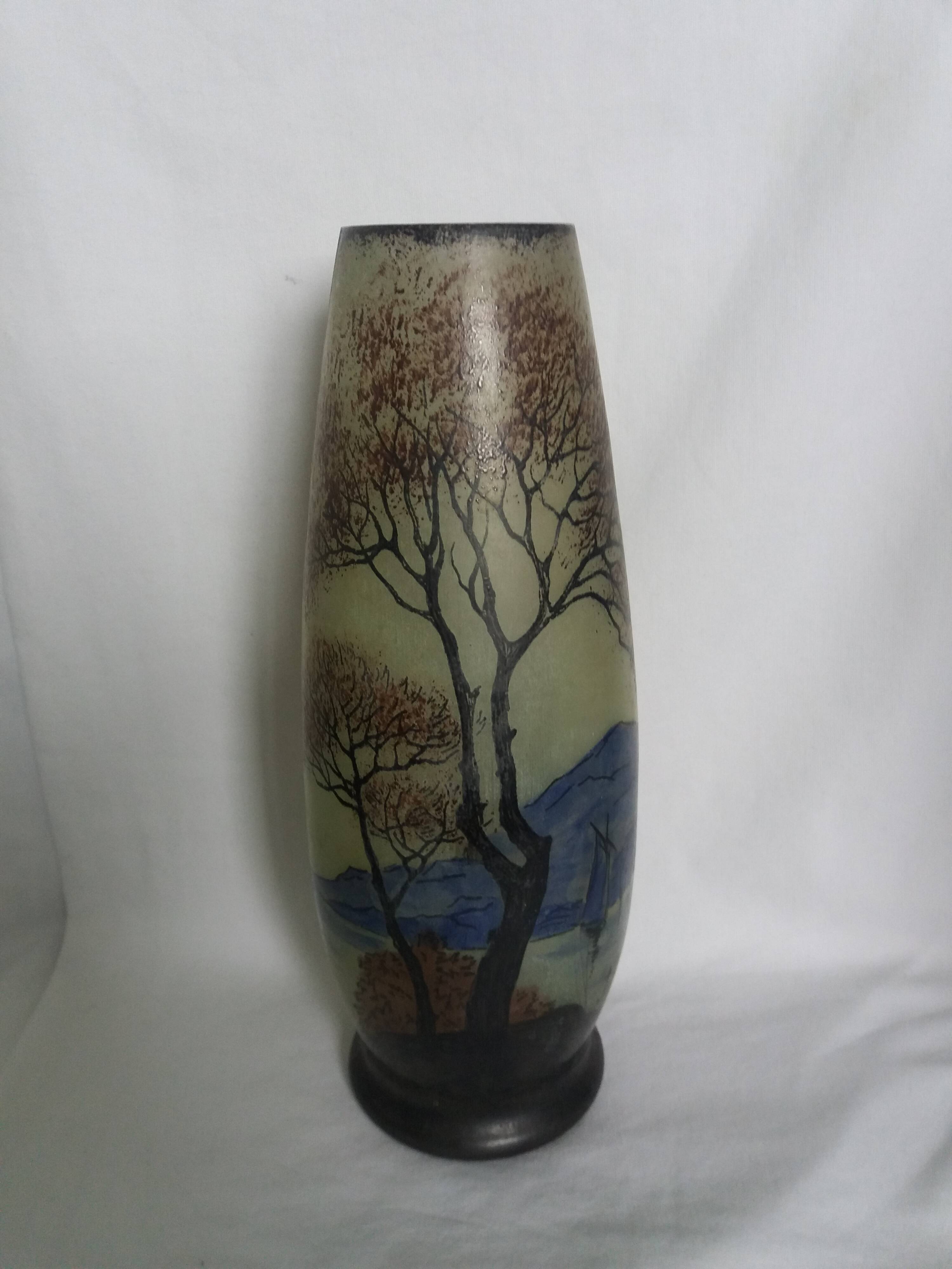 Vase with painted decoration signed Jem Joseph Mure