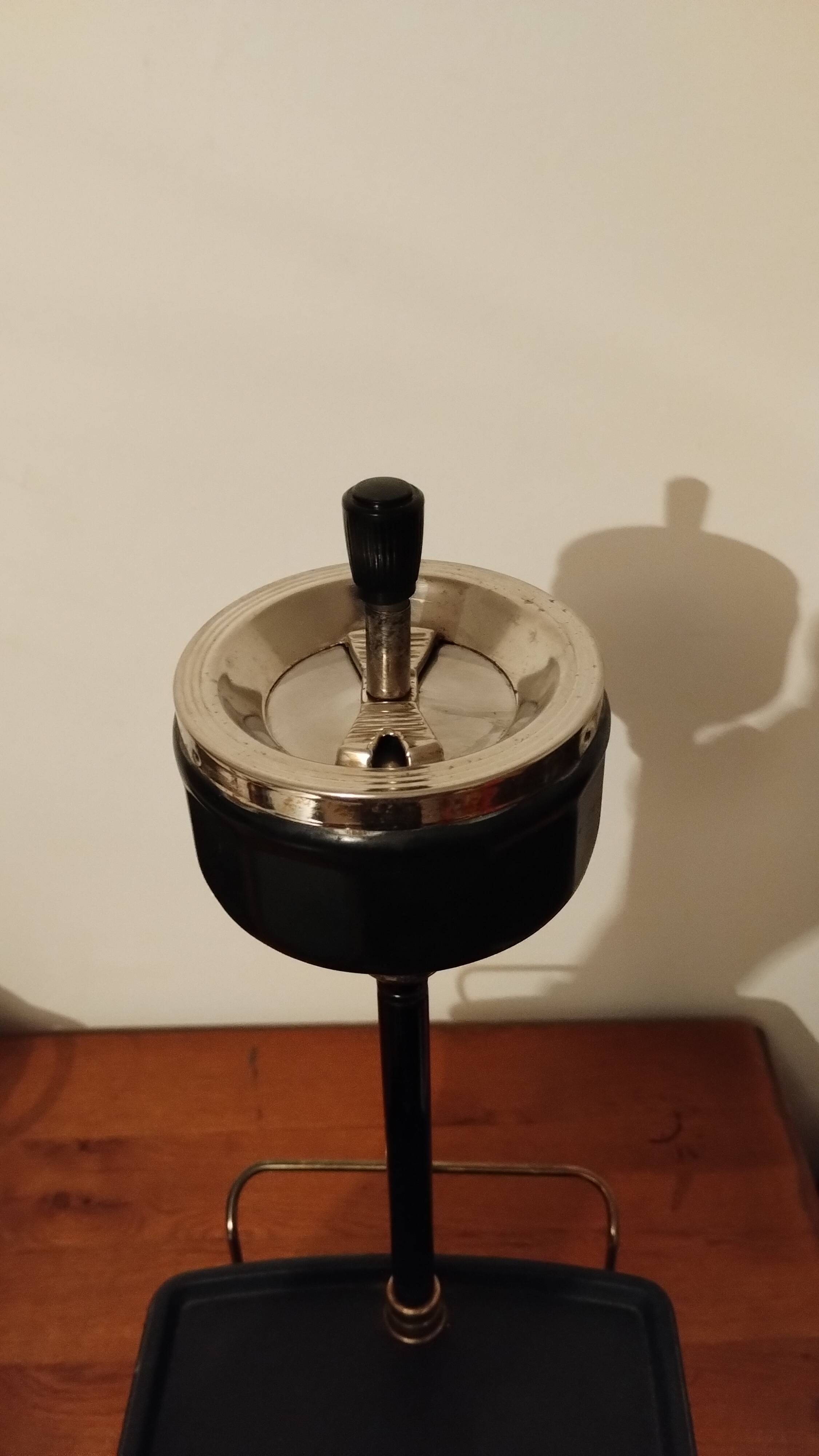 Black and gold ashtray magazine holder, mid-20th century