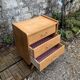 Vintage chest of drawers with compass feet, raw oak, 1960