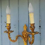 Applique murale Art nouveau en bronze : style français, 2 lumières, années 1950