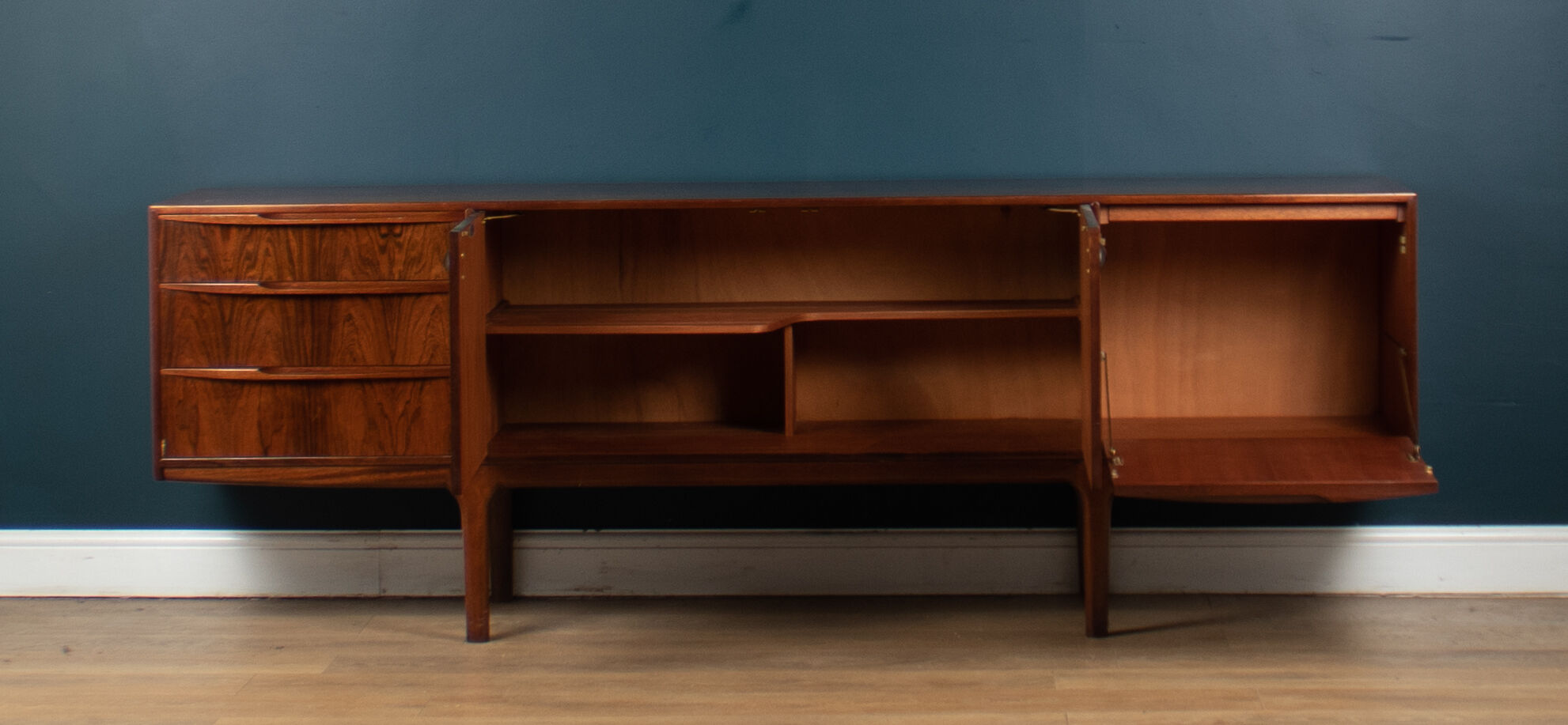 Retro 1960s Restored Long Rosewood Mcintosh Torpedo Sideboard