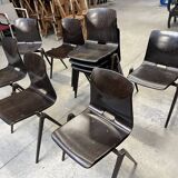 Set of 10 Galvanitas S22 Wenge chairs from the 70s Netherlands