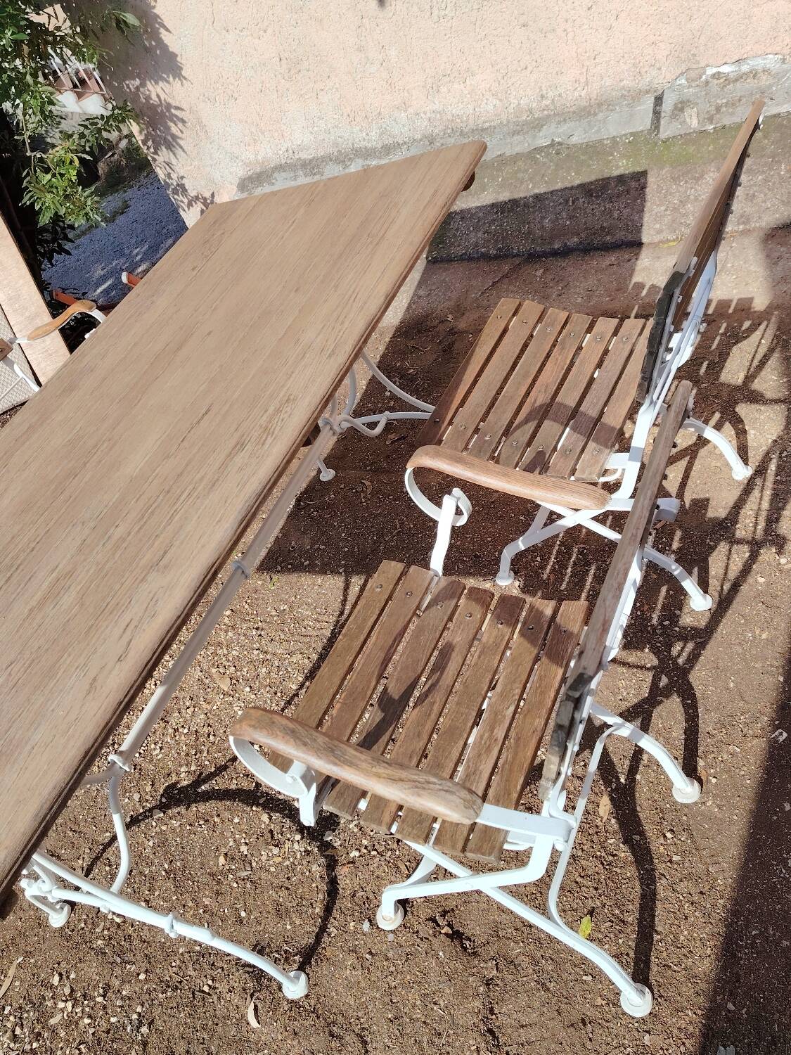 Old vintage wrought iron art nouveau garden furniture