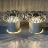 Pair of vintage design spring lamp wall lights from the 70s