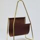 Porte-revues Carl Auböck II Midcentury, laiton et cuir marron, vintage, Autriche