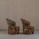 Postmodern abstract upholstery armchairs, Germany 1980s set of 2