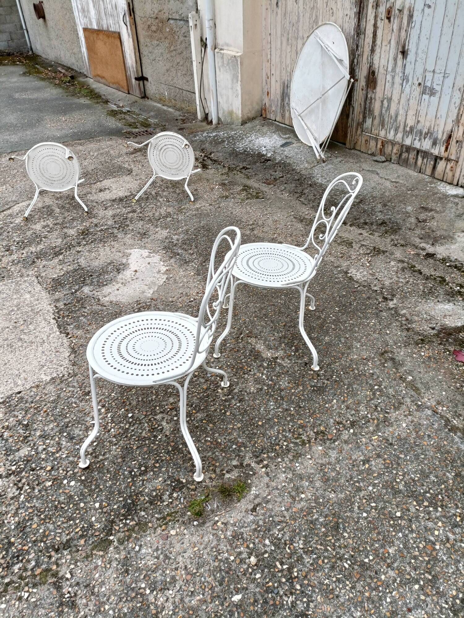 Garden furniture 4 places wrought iron old vintage xxeme