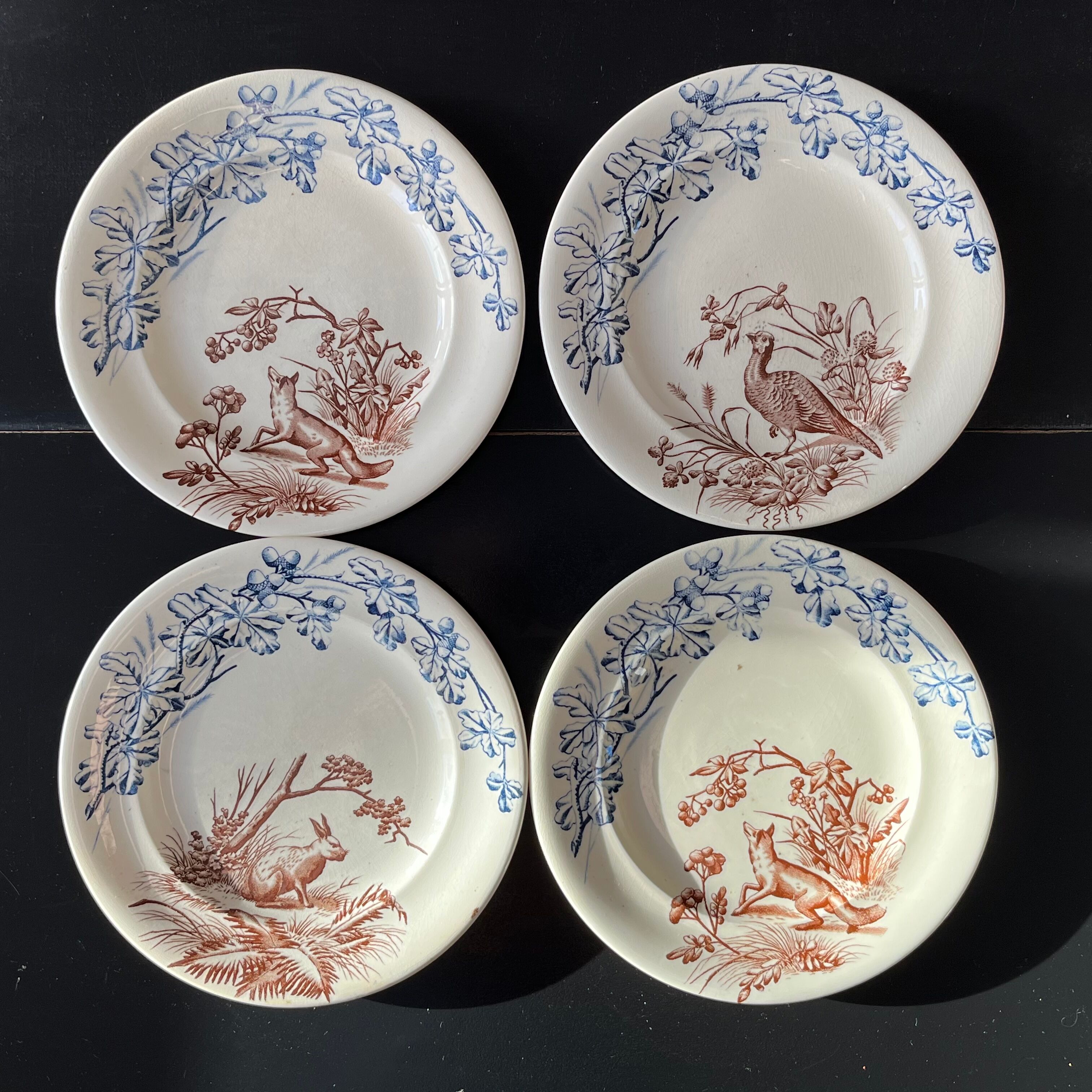 Series of 8 flat plates "Hunting"