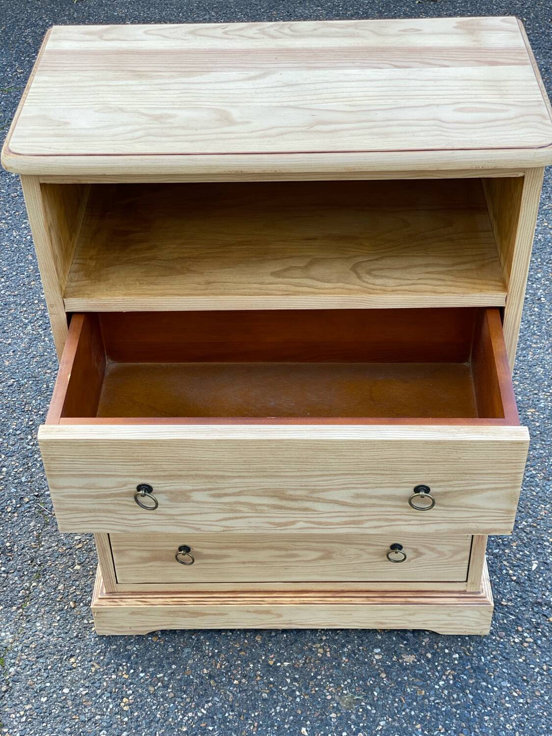 Louis Philippe chest of drawers with 3 drawers renovated in raw solid wood