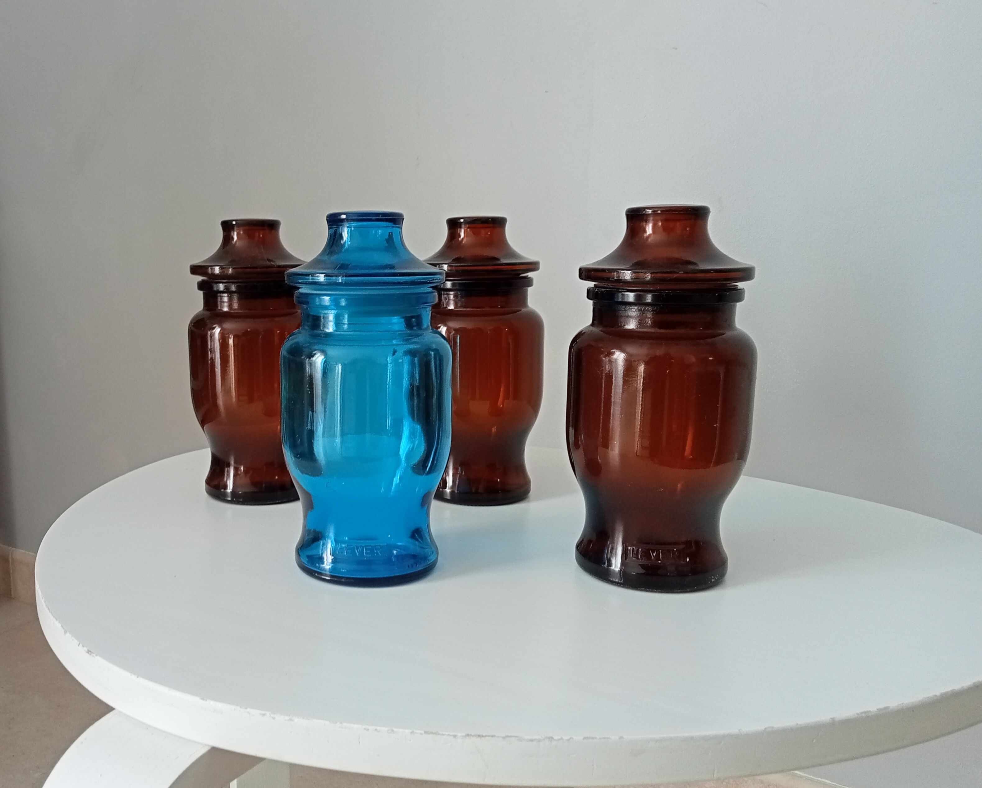 Set of 4 vintage jars 70s
