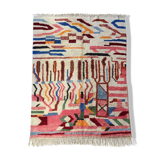 Moroccan Berber carpet Beni Ouarain ecru with colorful patterns 305x216cm