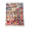 Tapis berbère marocain Beni Ouarain écru à motifs colorés 305x216cm