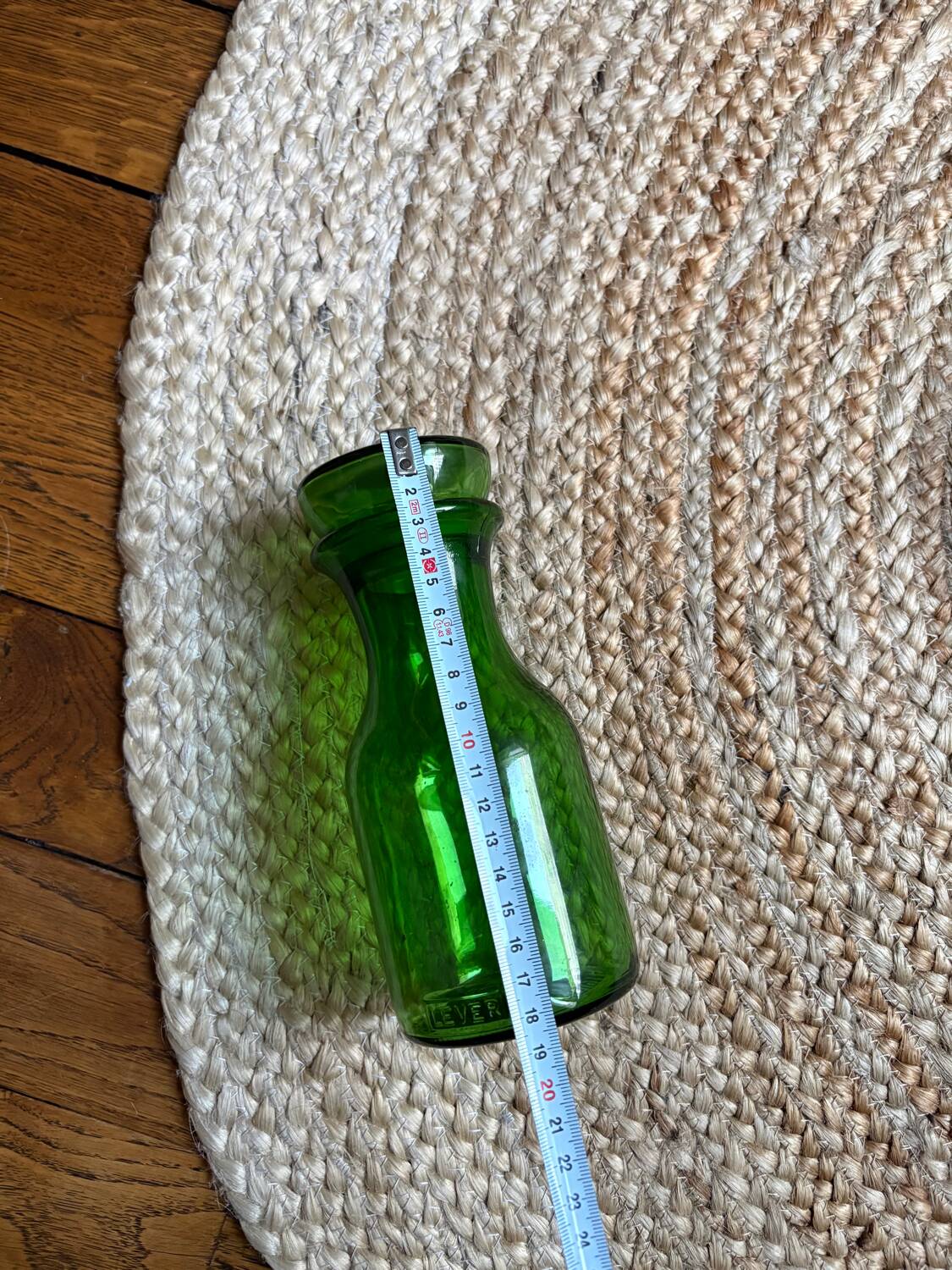 Bouteille / bocale verte vintage Lever made in Belgium