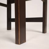 2 Chaises de salle à manger brutalistes en bois et cuir