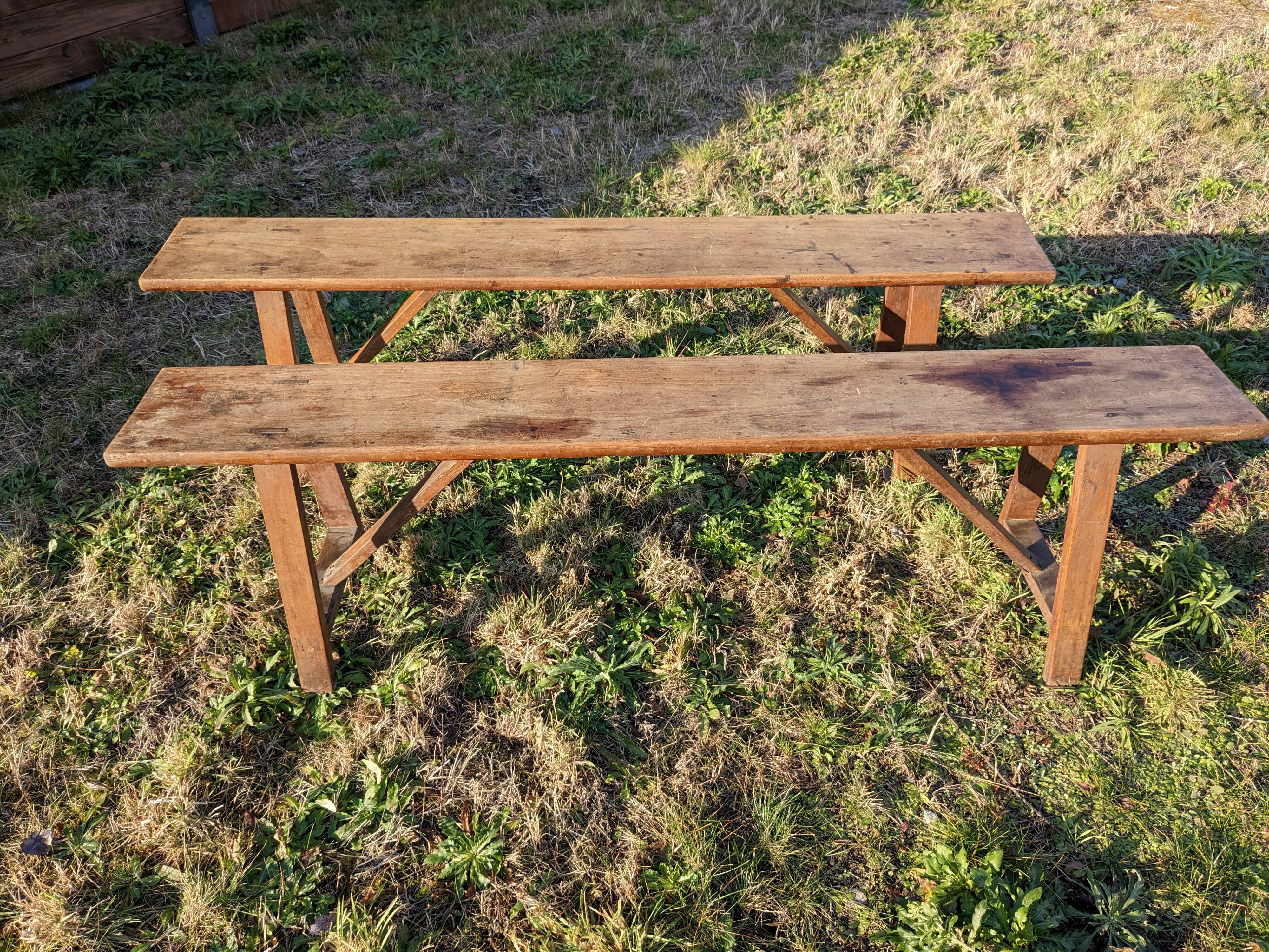 Solid wood truss bench