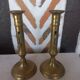 Pair of brass push-button candlesticks