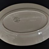 Oval earthenware serving dish HBCM Creil Montereau décor Huguette early twentieth century