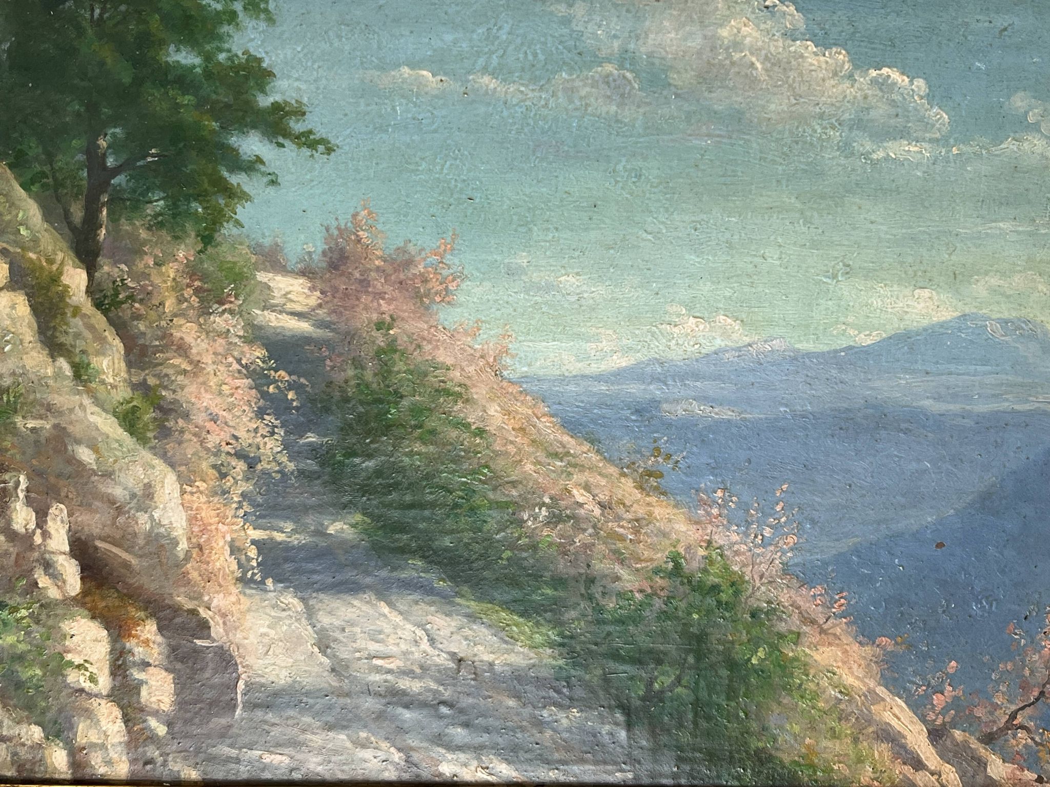 Oil on panel, landscape, Louis XVI style frame, early 20th century