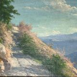 Oil on panel, landscape, Louis XVI style frame, early 20th century