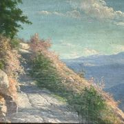 Oil on panel, landscape, Louis XVI style frame, early 20th century