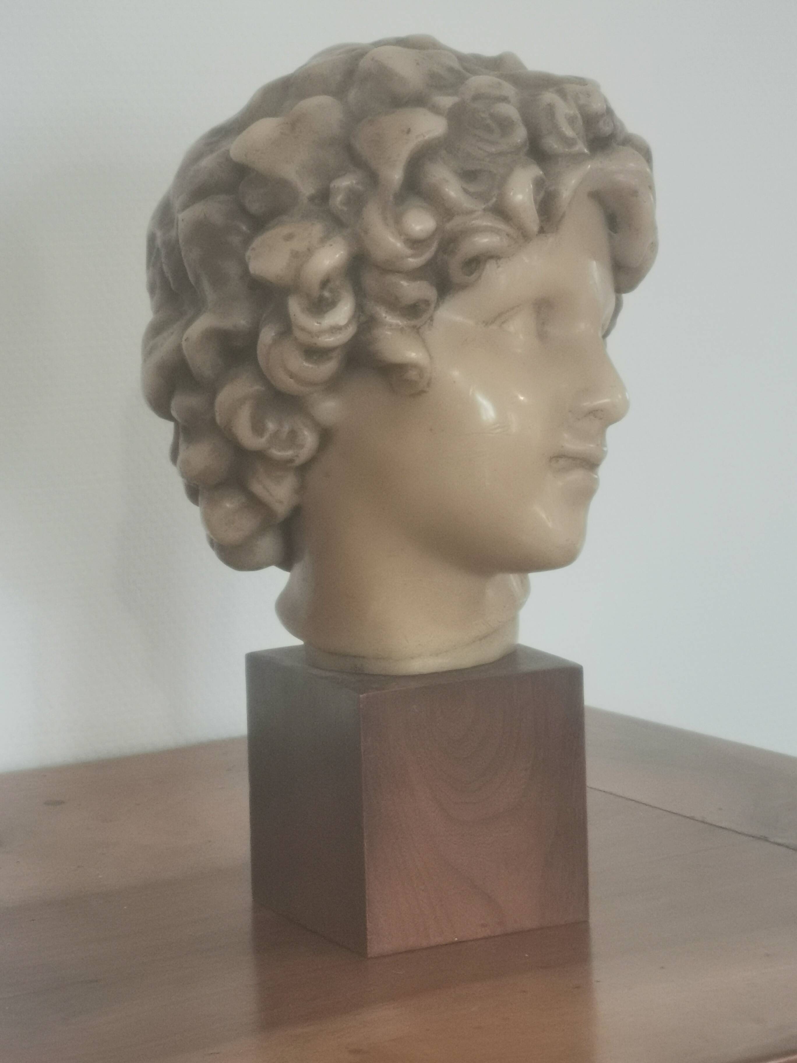 Wax head on “art deco” wooden base