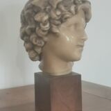 Wax head on “art deco” wooden base