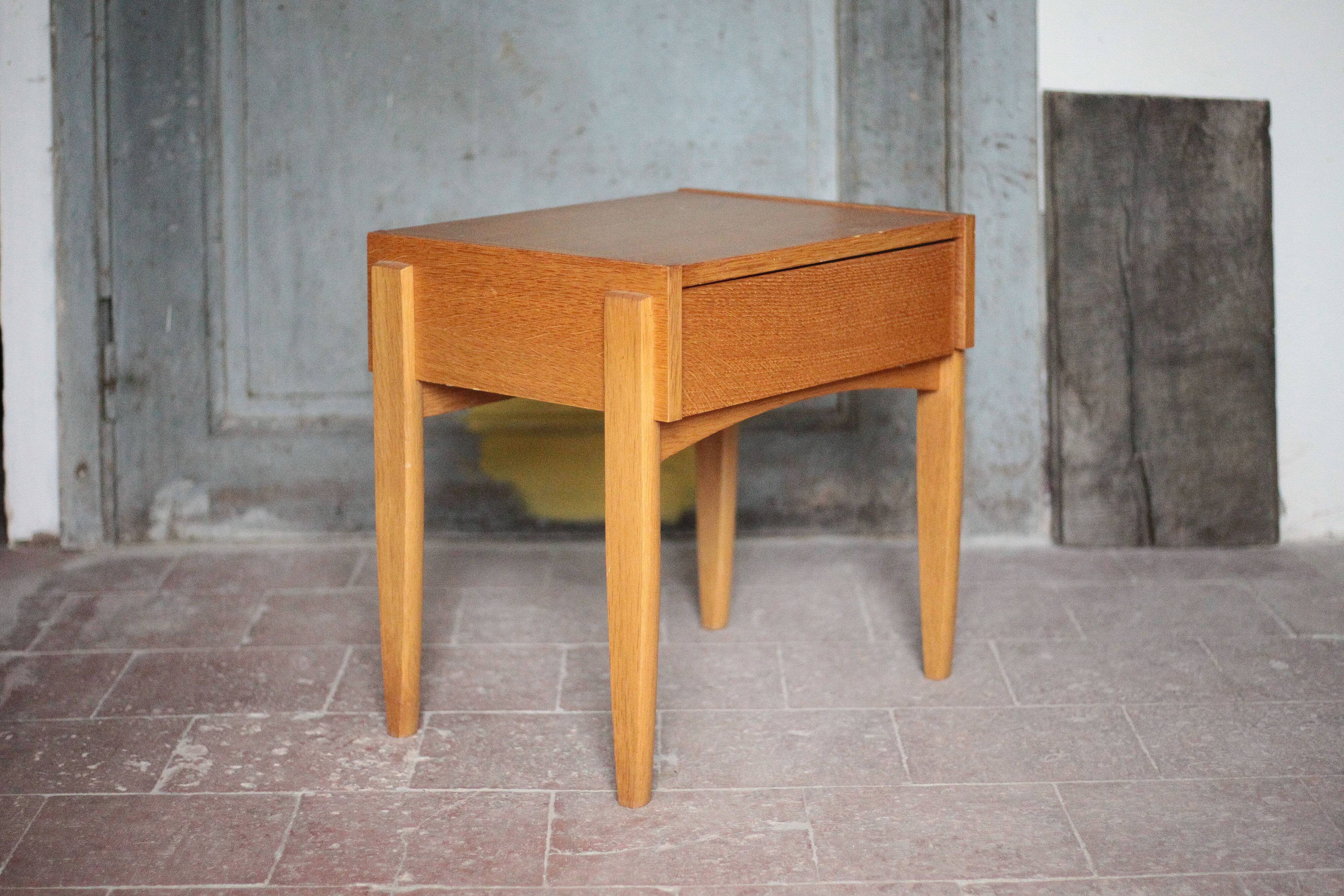 Vintage wooden bedside table, nightstand, side table, modernist.