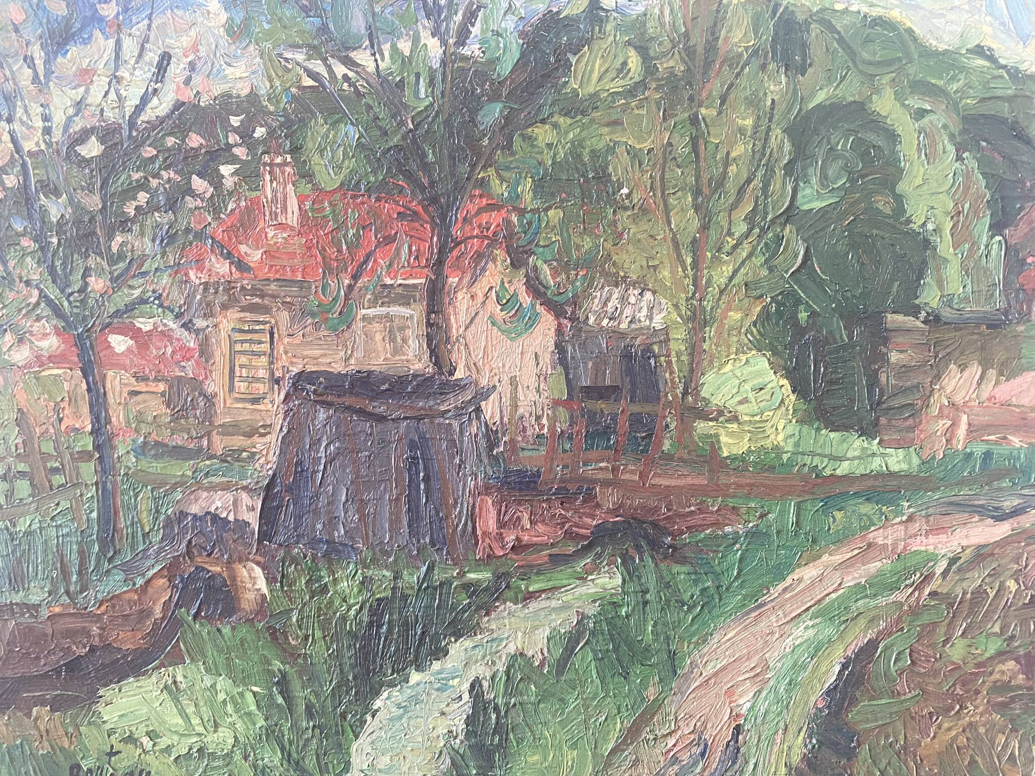 Countryside house landscape signed 1963