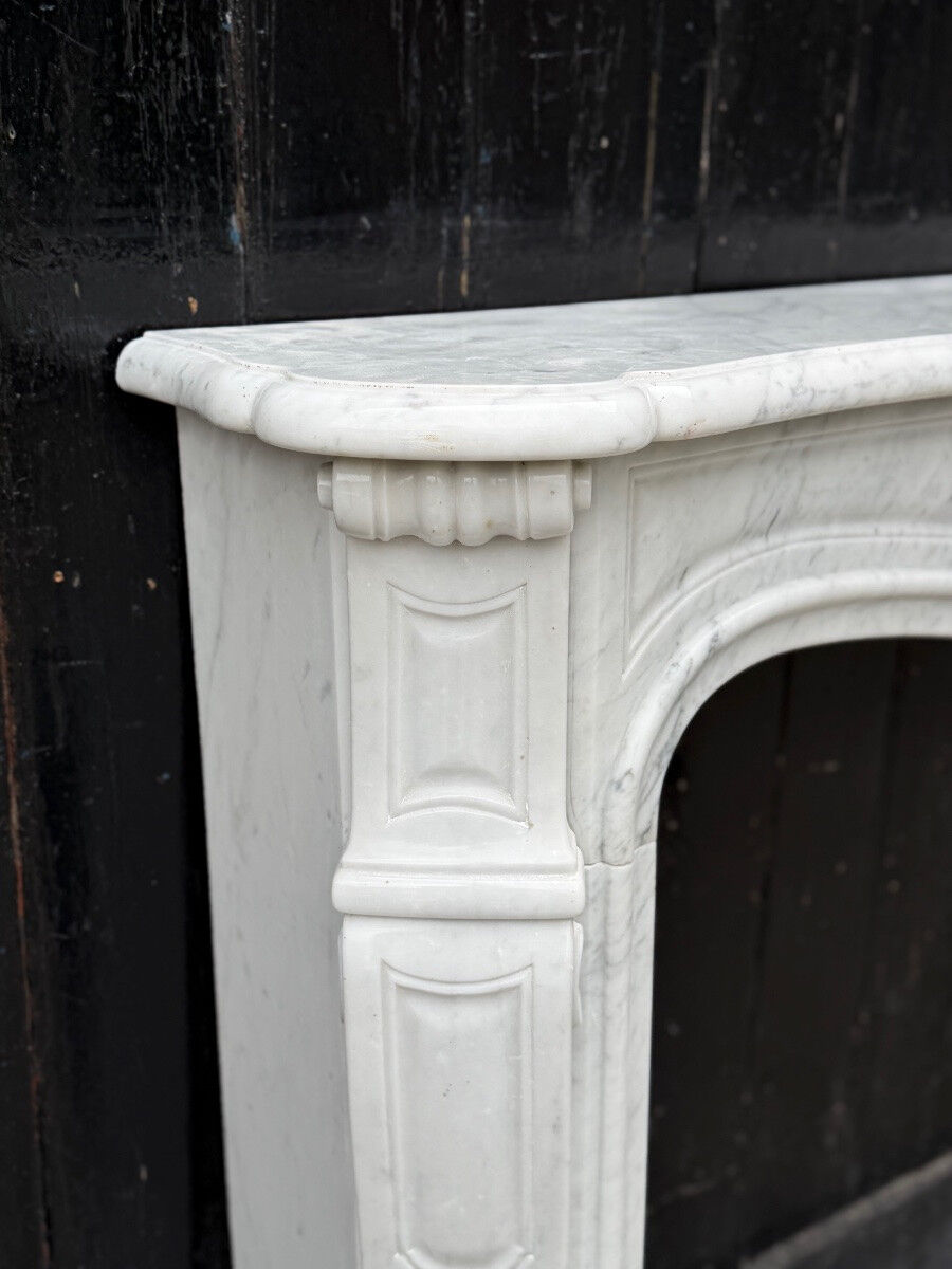Louis XV style fireplace in Carrara marble circa 1980
