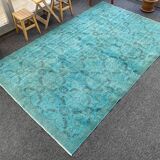 Turkish oushak 6x9 aqua rug for bedroom -aqua vintage rug aqua moon.133