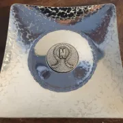 Nordon ashtray/trinket dish, hammered steel, 1970s 1980s