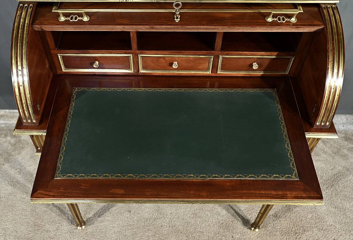 Rare Small Cylinder Desk and Showcase, Louis XVI style – Mid-19th century