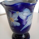 Betschdorf Schmitter Alsace stoneware, cobalt - Corolla vase with flowers
