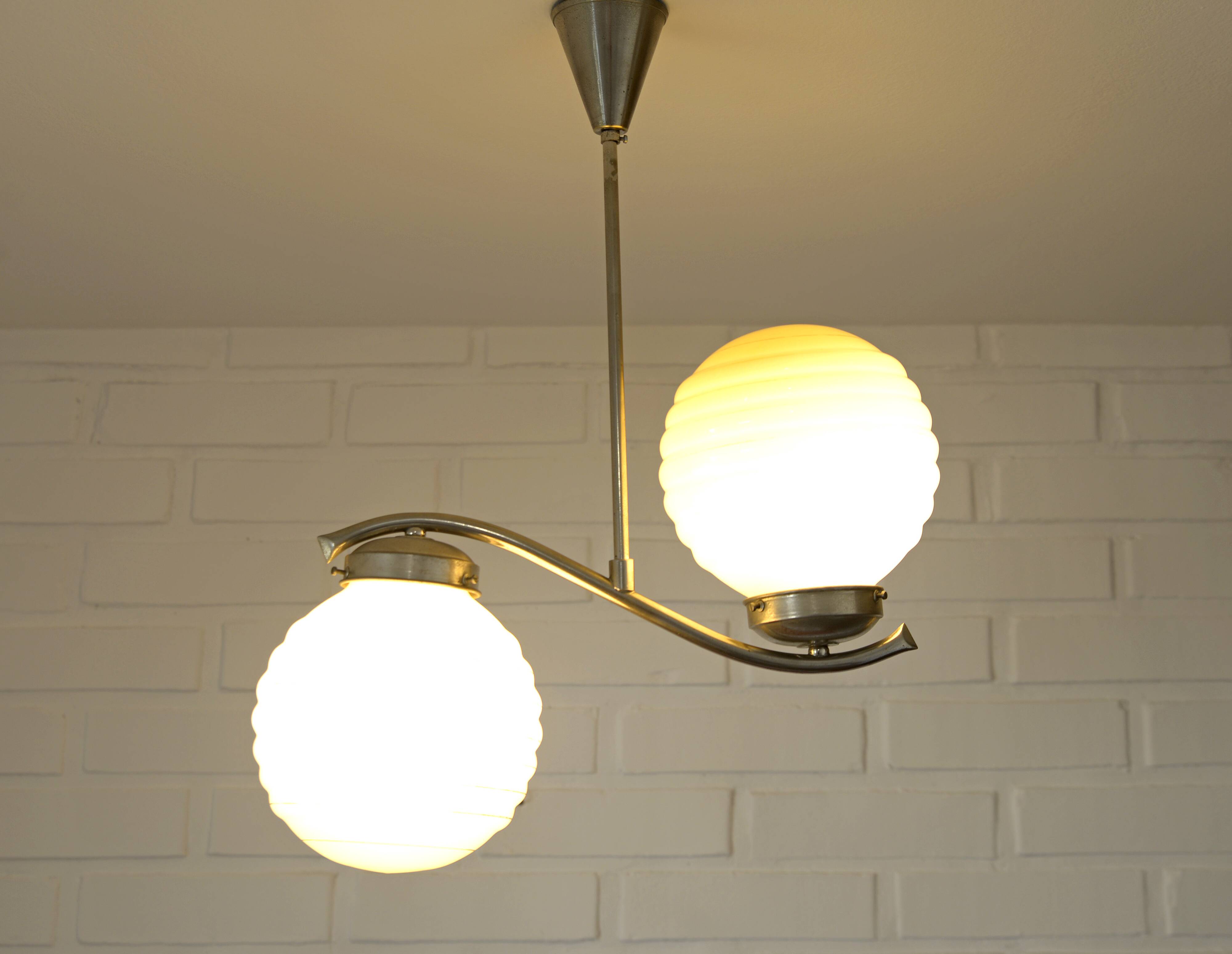 Original Art Deco Antique Chandelier Hanging Lamp Bauhaus Era