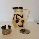 Art deco tisanière pitcher in half porcelain "badonviller"