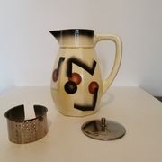 Pichet tisanière art déco en demi porcelaine "badonviller"