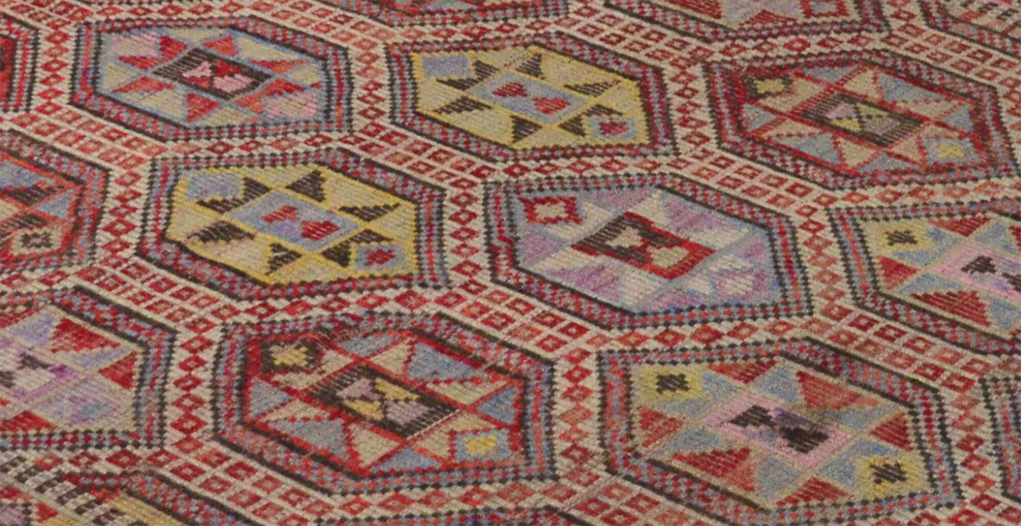 Tapis Kilim Turc Vintage Élégant 166x288 cm Laine Fait Main