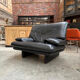 Black leather sofa – Italian design – 1980s