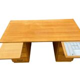 Vintage light oak executive desk