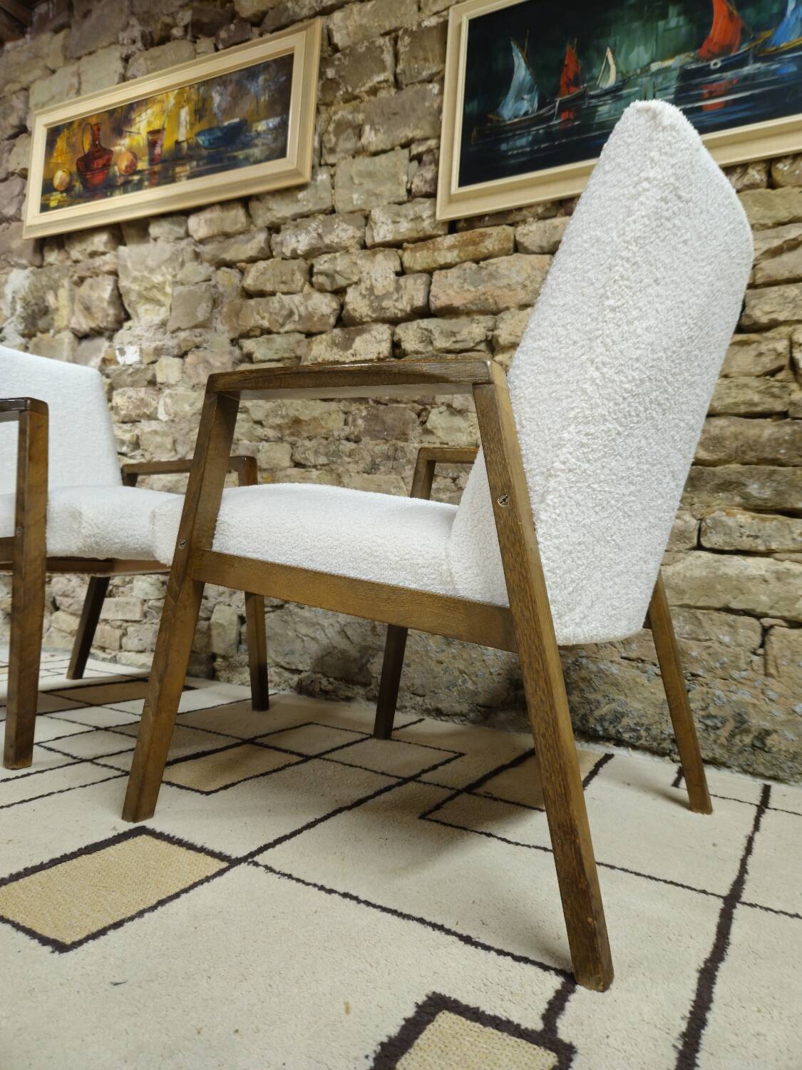 Pair of 1970s bouclette armchairs