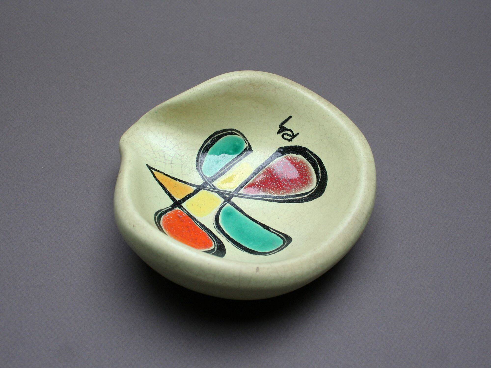 Empty pocket signed in pottery abstract pattern 1950s