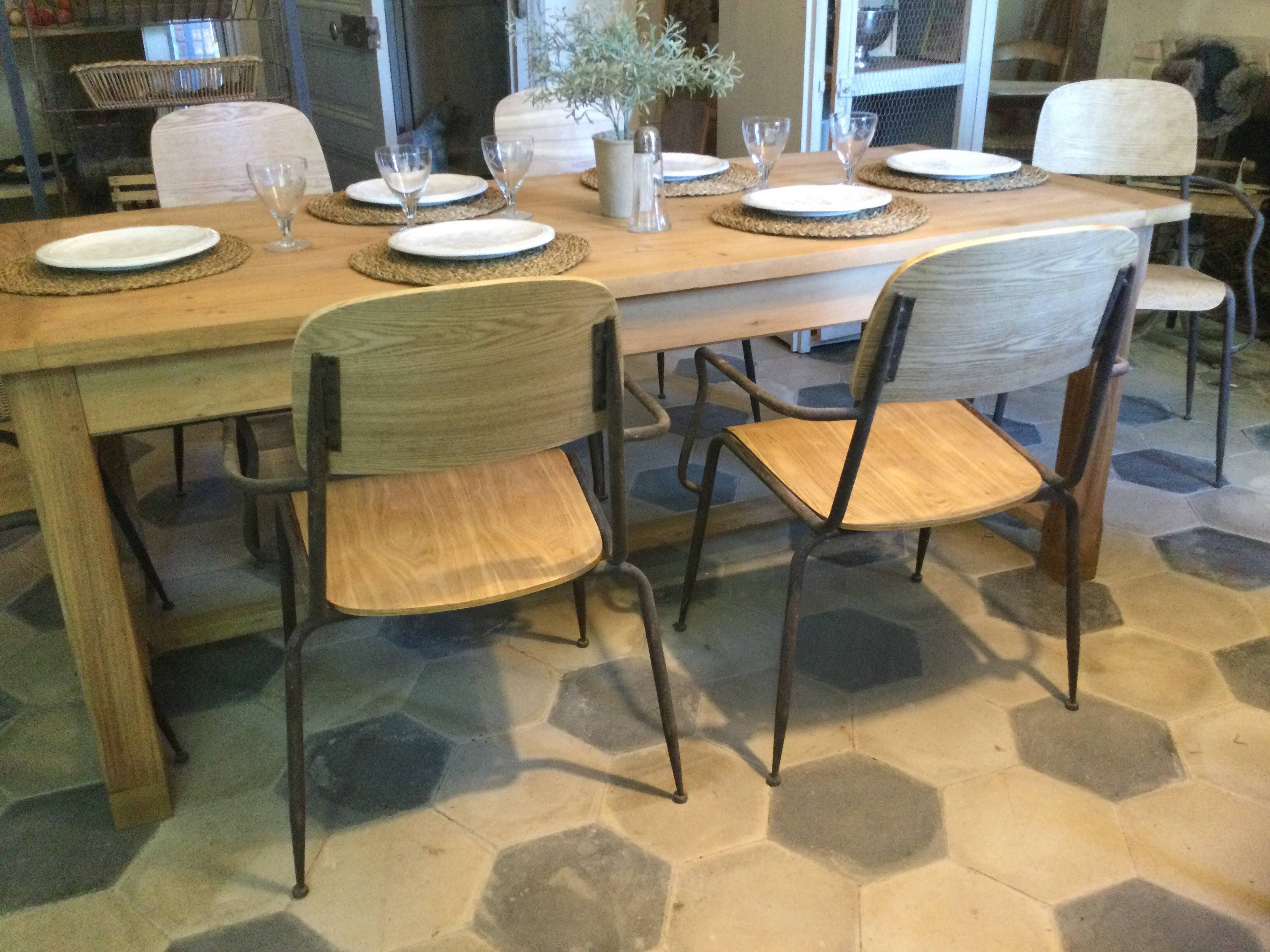 Lot de 6 chaises bois et fer