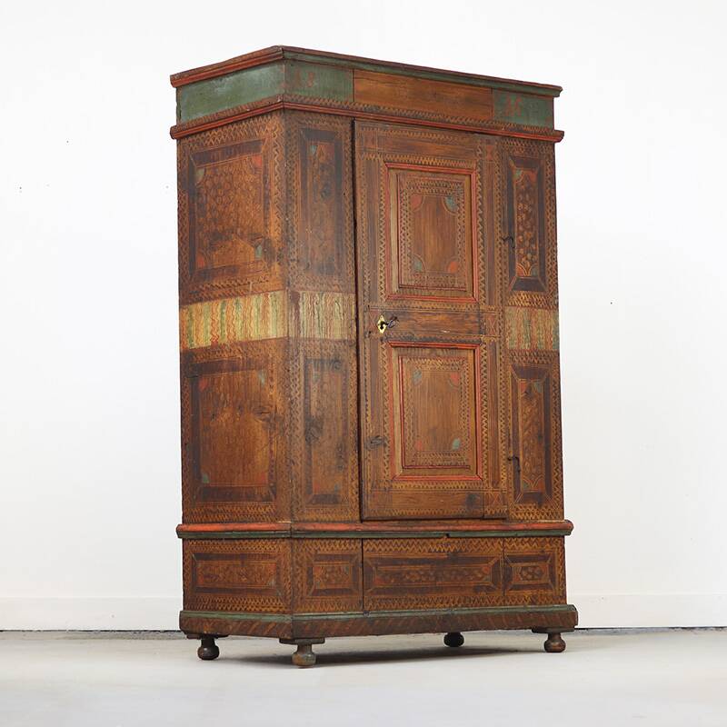Cabinet de mariée peint d'art populaire 1816