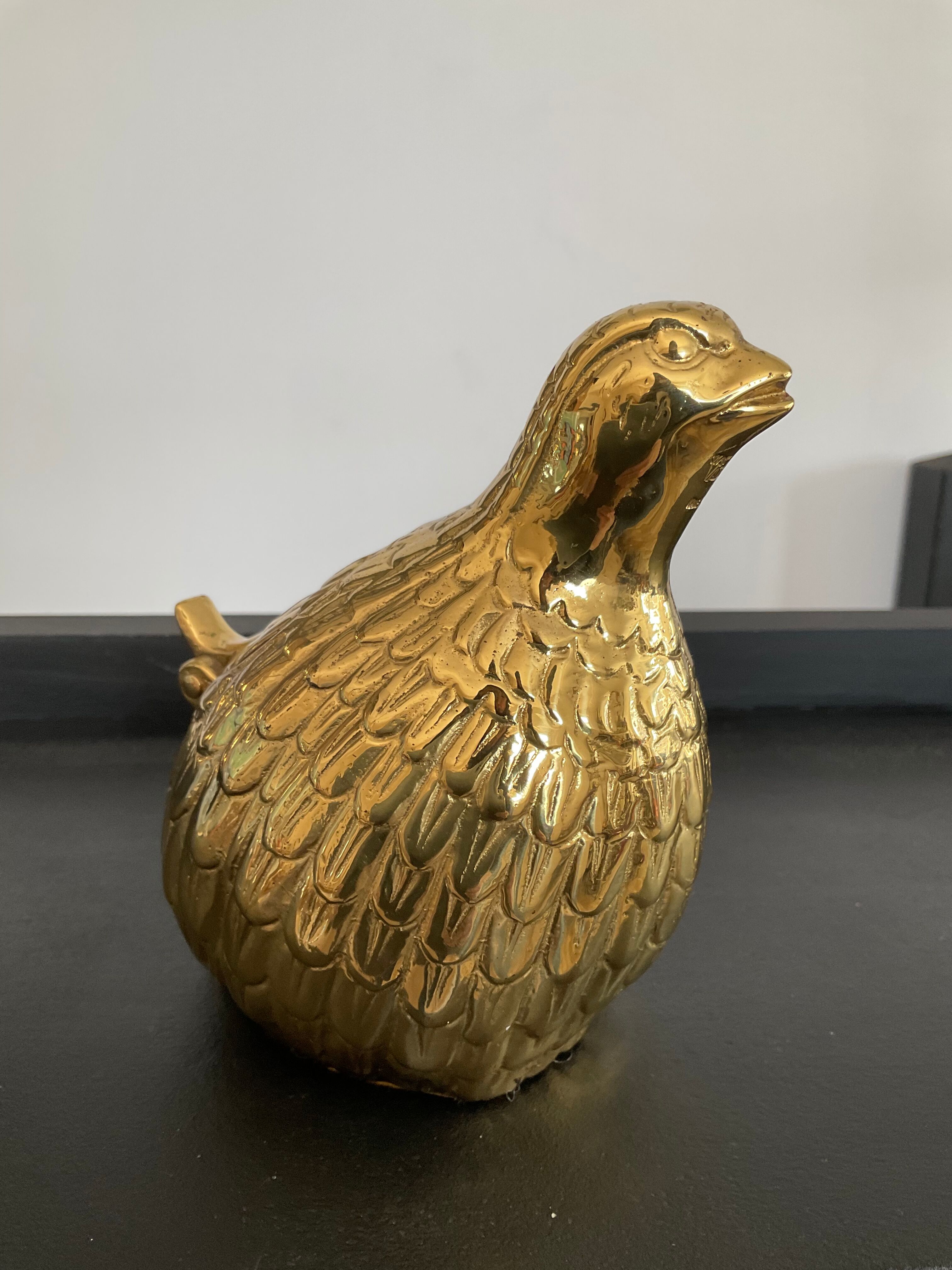 Cendrier en bronze Valenti caille ou perdrix vintage