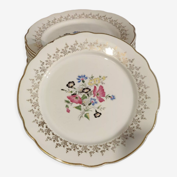 12 assiettes plates Digoin et Sarguemines Pampelune
